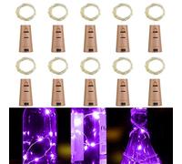 Wine Bottle Lights with Cork,RcStarry 7Ft/2M 20 LEDs Cork Lights for Bottle 10 Pack,Silver Wire Bottle Lights for DIY, Party, Decor, Christmas, Halloween,Wedding(Purple)