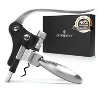 Wine Bottle Opener Corkscrew Set - Luxiluxy [2021 Upgraded, Does NOT Break!] Including Foil Cutter, Stopper, Stand and Extra Spiral - corkscrews Set- kit, Elegant Silver