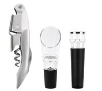 Wine Bottle Opener Corkscrew Stainless Steel Corkscrews Wine Bottle Opener with Foil Cutter Pourer and Vacuum Stopper (3 Pack)