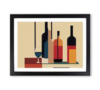 Wine Bottle Retro Art Vol.2 Abstract H1022 Framed Print for Living Room Bedroom Home Office Décor, Wall Art Picture Ready to Hang, Black A2 Frame (64 x 46 cm)