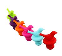 Wine Bottle Stopper, by LouisChoice, Decorative Silicone Wine Stopper, Cute Little Bird, Assorted Color, Set of 6