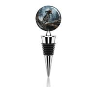 Wine Bottle Stopper,Mountain Bike Tournament Printed Reusable Beverage Bottle Stopper Zinc Alloy Leak-proof Wine Stopper for Kitchen, Bar, Gifts, Holiday Party, Wedding