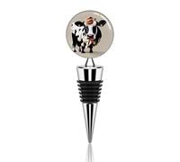 Wine Bottle Stopper with Rubber Seal Cow Black and White Spot Decorative Wine Stoppers Zinc Alloy Bottle Stoppers Beverage Bottle Stopper Beverage Preserver
