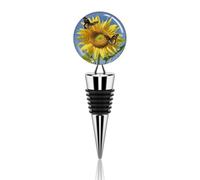 Wine Bottle Stopper, Zinc Alloy Wine Corks Reusable Beverage Bottle Sealer | Butterflys on The Sunflowers Wine Stoppers for Wine Bottles,Leak proof Wine Saver Wine Bottle Plug for Gifts