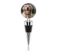 Wine Bottle Stopper, Zinc Alloy Wine Corks Reusable Beverage Bottle Sealer | Funny Golden Retriever Wine Stoppers for Wine Bottles,Leak proof Wine Saver Wine Bottle Plug for Gifts