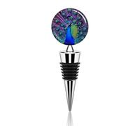Wine Bottle Stoppers,Beauty Peacock Print Reusable Champagne Stoppers Wine Corks,Red Wine Prosecco Beer Stoppers Saver Sealer,Cute Funny Wine Gifts for Men Women