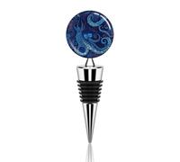 Wine Bottle Stoppers,Blue Octopus Print Bottle Stopper,wine Stopper,reusable Wine Saver,wine Saver Zinc Alloy Silicone