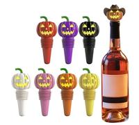 Wine Bottle Stoppers, Reusable Pumpkin Silicone Water Bottle Stoppers for Champagne, Prosecco, Beer & Spirits, Halloween Party Decor and Artistic Drink Bottls Cork (7PCS)