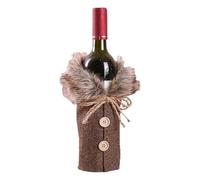 Wine Bottle Sweater Covers, Faux Collar Wine Bottle Sweater and Button Coat - Wine Bottle Cover Christmas Decorations Decoration Accessories, Grey, Consulte la descripción, See description