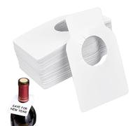 Wine Bottle Tags, PERFETSELL 100 PCS Blank Champagne Bottle Tags Reusable PVC Wine Cellar Neck Labels Wine Bottle Labels for Stored in a Cellar Collection Storage Rack, White