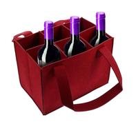 Wine Bottle Tote Carrier Bag - Felt Beverage Holder, Multi-Slot Travel, Portable Picnic Drinks Storage Case | Soft Material with Six Compartments, Secure Handles, Gift Party Transport,