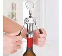 Wine Bottles Openers Key Corkscrew Stainless Steel Set, Vacuum Silicone Rubber Decorative Sealer Stopper Pourer Saver Wine, 2 in 1 Easy Grip Glass Bottle Cork Screw Kit for Men Open Table Top Beer Cap