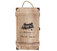 Wine Box, Retro Vintage Portable Wooden Red Wine Storage Box 2 Bottles Tightly Hold Metal Edge Wood Wine Box for Decoration, Gifts, Collection