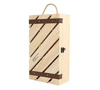 Wine Box Wooden Slanted Bar Wine Gift Box Holder with Handle Rope for 2 Bottles of Red Wine Ideal for Gifts Elder Friend Wine Lover Made of Pine Wood Color Size 35x20x10cm