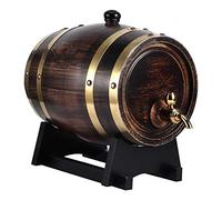 Wine Bucket, 3L Retro Black Striped Aluminum Foil Oak Wood Beer Barrel Oak Barrel with Faucet for Red Wine, Brandy, Whiskey, Tequila