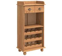 Wine cabinet Solid pine brown 57 x 37 x 114 cm traditional storage drawers shelf