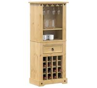 Wine cabinet Natural pine 56x35x134.5cm Solid pine wood with drawer and shelves