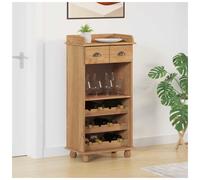 Wine cabinet Solid pine brown 57 x 37 x 114 cm traditional storage drawers shelf