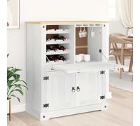 Wine Cabinet Solid Pine Wood White 97x45x114cm Matte Rustic Ample Storage Indoor