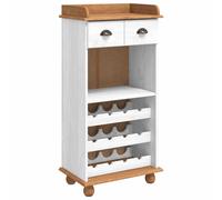 Wine Cabinet White Solid Pine Wood 57x37x114 cm Traditional Kitchen Storage Unit