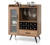 Wine Cabinet Wooden Buffet Sideboard w/ Wine Rack Glass Holder Shelves