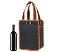 Wine Carrier Bag - Felt 24x18x33cm Reusable 6-Bottle Wi-ne Tote, Protective Bottle Holder, Liquor Champagne Beer Drinks Transport | Durable Felt Wine Bag for Travel, Party, Picnic, Home Storage