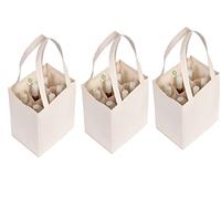 Wine Carrier Canvas Tote Bags for 6 Bottles - Reusable, Washable and Convenient to Use Canvas Wine Tote - Premium Quality, Biodegradable and Environment-friendly Cotton Cloth Wine Totes (3 Bags)