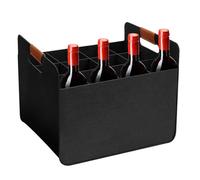Wine Carrier for 12 Bottles, Foldable Bottle Carrier, Champagne Bag Made of Felt for Large Bottles, Foldable Wine Carrier Bag, Wine Bottle Storage Bag, Bottles Shopping Bag for Water Bottles, black