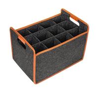 Wine Carrier - Twelve Bottle Felt Case, Portable Liquor Storage Box, Removable Internal Divider Grid, Comfort Handle Grip Travel Tote, Picnic Camping Kitchen Accessory, Large Grey Bag