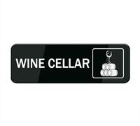 Wine Cellar Sign Stickers, 10X3 Inch Acrylic Plaque With Strong Adhesives For Door Office Business Outdoor, White Letters On Black Background