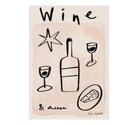 Wine & Cheese Poster Beige A3