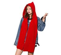 Wine Chiffon Scarf Solid 2 In 1 Knit Hooded Scarf Set Winter Melon Cap Warm Thick Cable Knitted Hat Scarf Set Stretchable Athletic Hats Scarf Set For Women Soft Scarf for Women (Red, One Size)