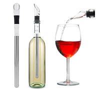 Wine Chiller Stick with Filter and Pourer, 3 in 1 Wine Cooler Stick Set Safe Non-Toxic Stainless Steel Wine Ice Stick Easy to Use for Red White Rose Wine Drinking