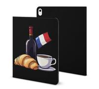 Wine Coffee Croissants France Flag Compatible with iPad Protective Case with Pen Holder Book Style