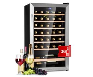 Wine Cooler Beverage Fridge Wine Drinks Bar Glass Door 36 Bottles Touch Silver