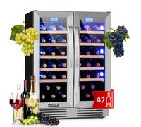 Klarstein Vinovilla 59.5cm 42 Bottles Built-Under Dual Zone Wine Fridge Silver