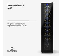 Klarstein Free-Standing Wine Cooler and Drinks Fridge, 50L Single Zone with Glass Door, Indoor/Outdoor Bar Fridge for Wine, Prosecco, Beer - 18 Bottles