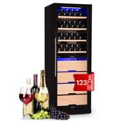 Klarstein Free-Standing Wine Cooler Drinks Fridge, Dual Zone Wine Fridges Drinks Cooler, Indoor/Outdoor Small Beer Fridge w/Glass Door, UV Protection Refrigerator w/Touch Pad, 4-22°C, 123 Bottles
