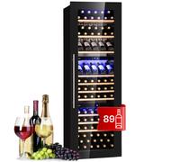 Klarstein Built-in Wine Cooler Drinks Fridge, 246L Three Zone Wine Fridges, Wine Prosecco and Beer Bottles, Touch Pad, Indoor/Outdoor Bar Fridge and Wine Cooler for Garden, 5-18°C, Fits 89 Bottles