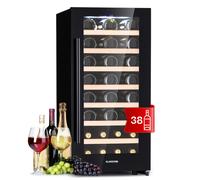 Klarstein Free-Standing Wine Cooler Drinks Fridge, Single Zone Wine Fridges Drinks Cooler, Indoor/Outdoor Small Beer Fridge with Glass Door, UV Protection Refrigerator, 5-18°C, 38 Bottles