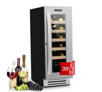 Klarstein Built-In Wine Cooler Fridge, Single Zone with Glass Door, 50L Slimline Drinks for Beer, Chiller Bottle for Home Pub, Indoor/Outdoor Bar Fridge, 20 Bottles