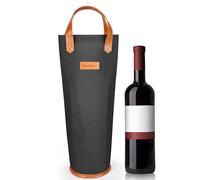 Wine Cooler Picnic Bag, Single Bottle Wine Carrier Insulated, Padded Thermal Wine Tote Bag for Beach, Wine Lover, Black