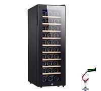 Wine Cooler Refrigerator with Touch Control, 90L Capacity, Dual Temperature Zones 11-18°C, Glass Door, Holds 18-30 Bottles