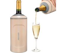 Wine Cooler with Lid, 750 ml Bottle Cooler for Wine Champagne, Double-Walled Stainless Steel Champagne Cooler, Portable Drink Cooler Outdoor, Gifts for Wine Lovers, Beige
