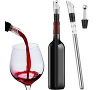 Wine Cooler with Wine Stopper, Wine Chiller with Pourer & Aerator, Stainless Steel Wine Cooler Stick Set, Wine Chiller Rod, Pro Bartender Making Drinks, Decanter Bar Tasting Equipment (B)
