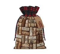 Wine cork Print Christmas Drawstring Gift Bags,Gifts Wrapping Bag for Xmas Birthday Holiday Party