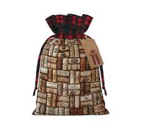 Wine cork print Color-blocked linen drawstring gift bag, gift bag, candy bag, storage bag