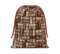 Wine Cork Print Drawstring Gift Reusable Pouch Wedding Candy Toys Cards Storage Function Portable