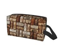Wine Cork Print Travel Storage Bag for Men Women,Large Capacity Organizer Portable Toiletry Bag