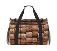 Wine Cork Printed Travel Duffel Bag, Large Capacity Carry On Hand Luggage Weekend Bag for Women Men Gym Weekend
